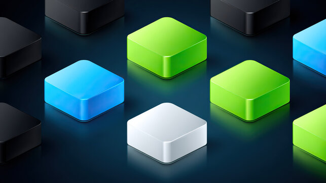 Fototapeta Colorful 3D Cubes on Dark Background