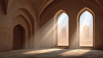 Fototapeta premium Arched Interior with Sunlight