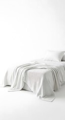 White Bed Blankets Minimalist Interior Design.