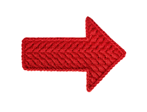 Red arrow isolated on transparent background created as festive graphic element for Christmas and New Year sales promotions winter discounts clearance offers and seasonal shopping campaigns