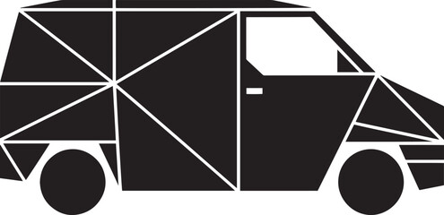 Geometric low poly black van symbol abstract modern design element