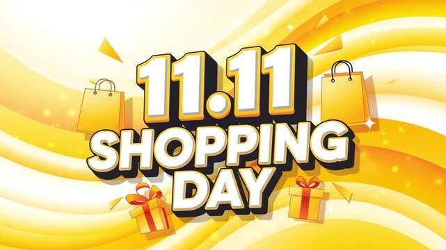 Promotional 1111 shopping day poster with gift boxes and shopping bags