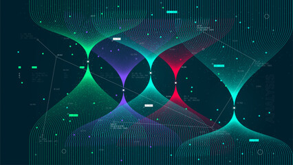 Cloud data computing and neural network, cluster database processing by computer algorithms, Big data visualization information flow sorting and analysis, Futuristic technology background