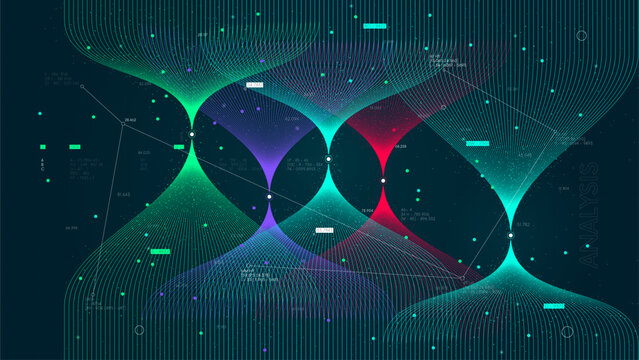 Cloud data computing and neural network, cluster database processing by computer algorithms, Big data visualization information flow sorting and analysis, Futuristic technology background