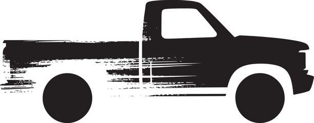 Obraz premium Old school pickup truck silhouette graphic in distressed grunge style