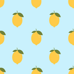 Sunny Yellow Lemons with Green Leaves