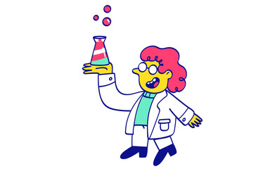 Flat Vector Illustration of Scientific Research and Product Creation