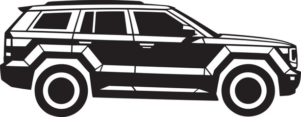 Polygonal SUV car silhouette geometric faceted line art illustration, transparent background vector