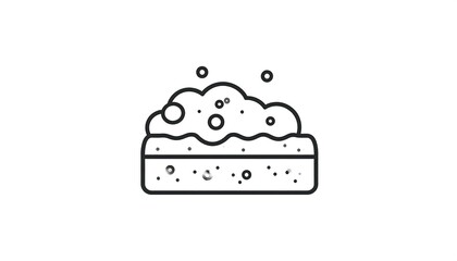 A simple, outline illustration of a cleaning sponge saturated with suds and bubbles.