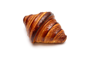 Classic french butter croissant isolated on a white background