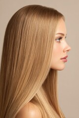 Naklejka premium Elegant portrait of a woman with long blonde hair