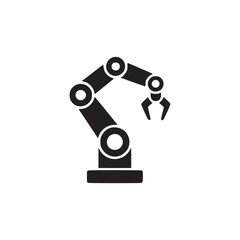 Vector art of robotic arm icon industrial automation symbol manufacturing process and technology concept vector illustration of a robot hand for assembly line or production