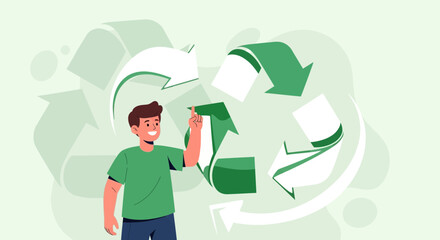 A Young Man Demonstrates Recycling: Promoting Environmental Responsibility and Conservation