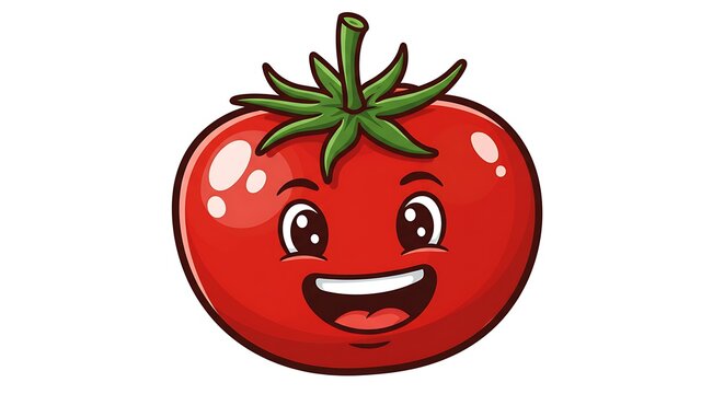 Cartoon tomato character illustration on white background for food concepts - Powered by Adobe