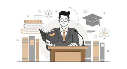 Academic Presentation Depicting Education, Learning, and the Pursuit Of Knowledge In A Modern Style