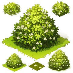 Pixel Tree Bush Shrub Plant Isolated Retro 8bit 16bit Pixelated Nature Video Game Asset