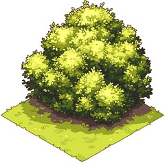 Pixel Tree Bush Shrub Plant Isolated Retro 8bit 16bit Pixelated Nature Video Game Asset