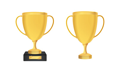Winner cup isolated. Golden trophy on a transparent background. Vector illustration.