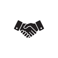 Vector art of a black and white silhouette of a handshake, representing agreement, partnership, collaboration, and the establishment of trust in business and personal relationships