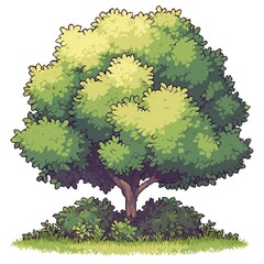 Pixel Tree Bush Shrub Plant Isolated Retro 8bit 16bit Pixelated Nature Video Game Asset
