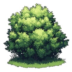 Pixel Tree Bush Shrub Plant Isolated Retro 8bit 16bit Pixelated Nature Video Game Asset