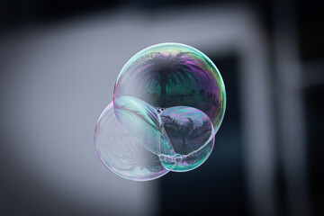 soap bubbles on black background