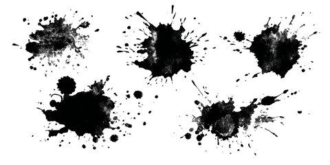 ink blots and splats. detailed ink splats Hyperrealistic Highly Detailed Isolated On Transparent Background	