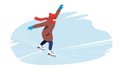 An illustration of a figure skater on an ice rink in winter, perfect for cold days