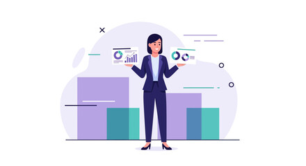 Fototapeta premium Analyst Displays Statistical Reports Depicting Charts and Graphs Business Performance