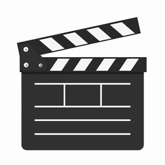Fototapeta premium Classic film clapperboard icon representing cinematic production, movie action, and the start of a scene, perfect for digital media, video content, and entertainment industry branding elements
