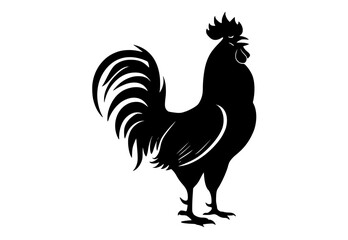 a black silhouette of a rooster standing on a transparent backgroundblack, cock, illustration, image, profile, stand, symbol 