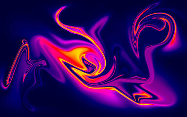 Vibrant Neon Abstract Swirl Background – Fluid Gradient Art in Purple, Pink, and Yellow