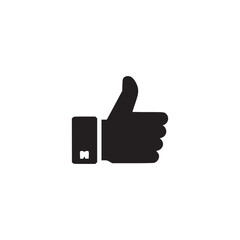 Vector art of a simple black thumbs up icon, representing approval, agreement, or positive feedback in a minimalist and modern design, perfect for user interface and graphic design projects