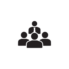Vector art of a group of people icon, the icon depicts a team or meeting, with one person at the top representing a leader or manager, and the others below as team members