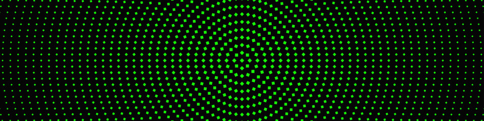 Geometric green and black halftone square pattern background