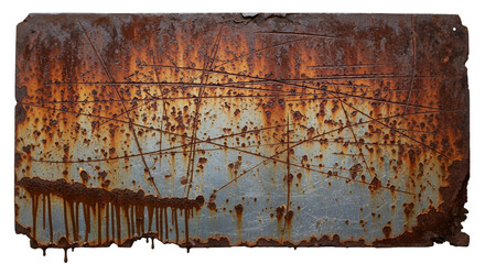 Naklejka premium metal sheet texture with scratches and weathered details, isolated on white background, high-quality PNG.
