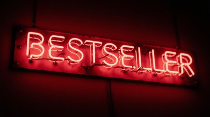 glowing red 'bestseller' neon sign displaying a sales promotion in a shop window | retail, marketing, sales, advertising, business theme