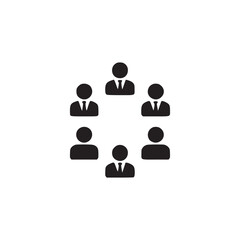 Vector art of a group of six business people are standing in a circle, this image represents teamwork, collaboration, and unity in a professional setting, emphasizing the importance of working togethe