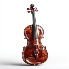 Elegant Violin Isolated on White Background, Classical Musical Instrument
