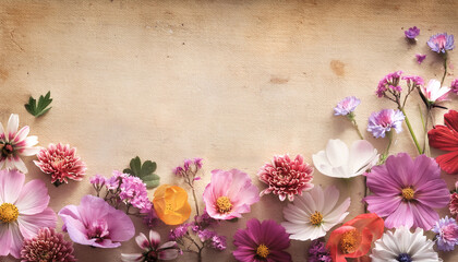 Flowers Background On Old Paper