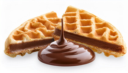 Crunchy Waffle With Gooey Melting Chocolate Filling Transparent Background