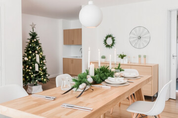 Festive Christmas Dining Room Interior