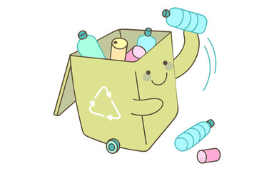 Flat Vector Illustration of Recycling and Waste Management or Dustbin