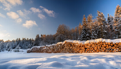 Pile Of Logs In Snow