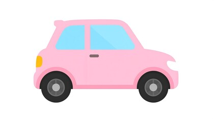 Fototapeta premium A side view of a simple, pink car illustration against a plain white background.