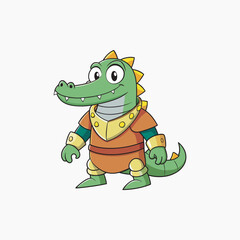 vector  of Cartoon crocodile knight 