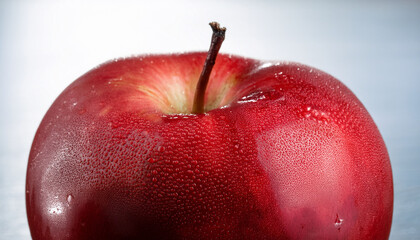 Apple In Red With Water Drops On Its Surface