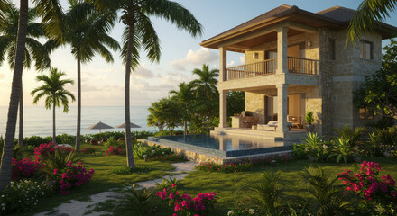 Dreamy Oceanfront Villa With Private Infinity Pool, Exotic Garden, and Golden Sunset Vista