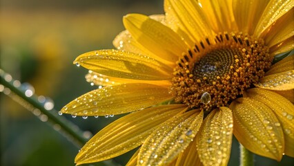 yellow flower with water drops