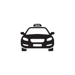 Vector art of front view of a taxi cab icon the black silhouette of a taxi with a roof sign is simple and modern, perfect for transportation, service, or cityrelated designs